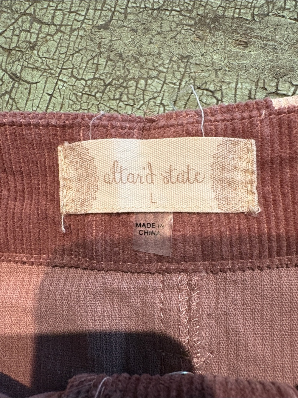 Altered State Corduroy Star Print Mini Skirt Brown Cream Size L - Picture 3 of 5